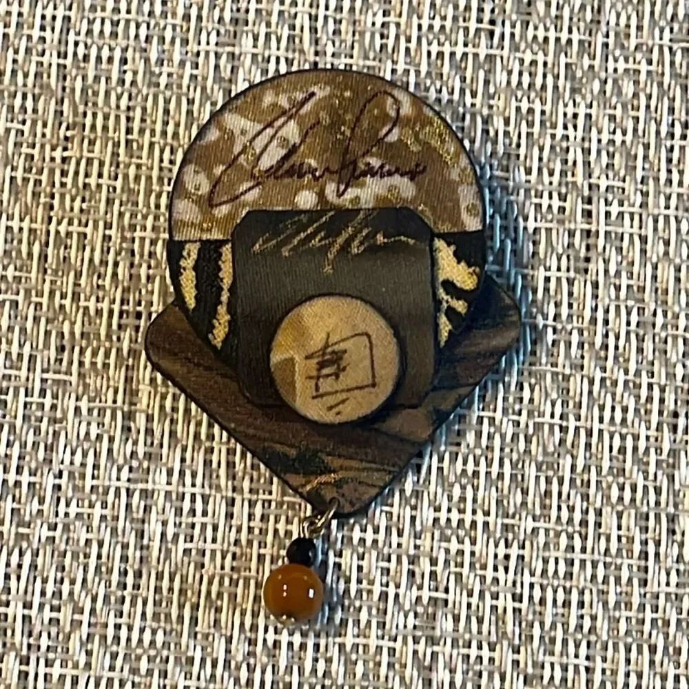 Hand dyed silk signed brooch or pendant. Suzanne Bellows artist.